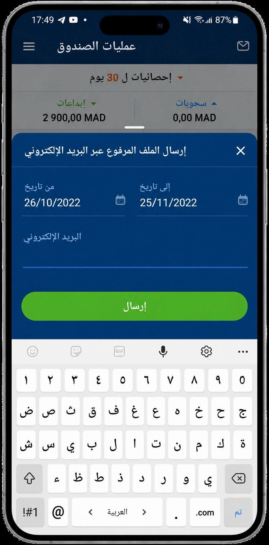 لوحة الإحصائيات — عرض الأداء المالي والعمولات المكتسبة